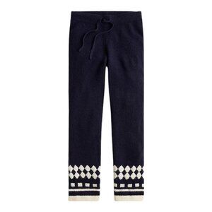 J. Crew Womens Alpaca Blend Sweater Pants Size M Navy Geometric Knit Pull On